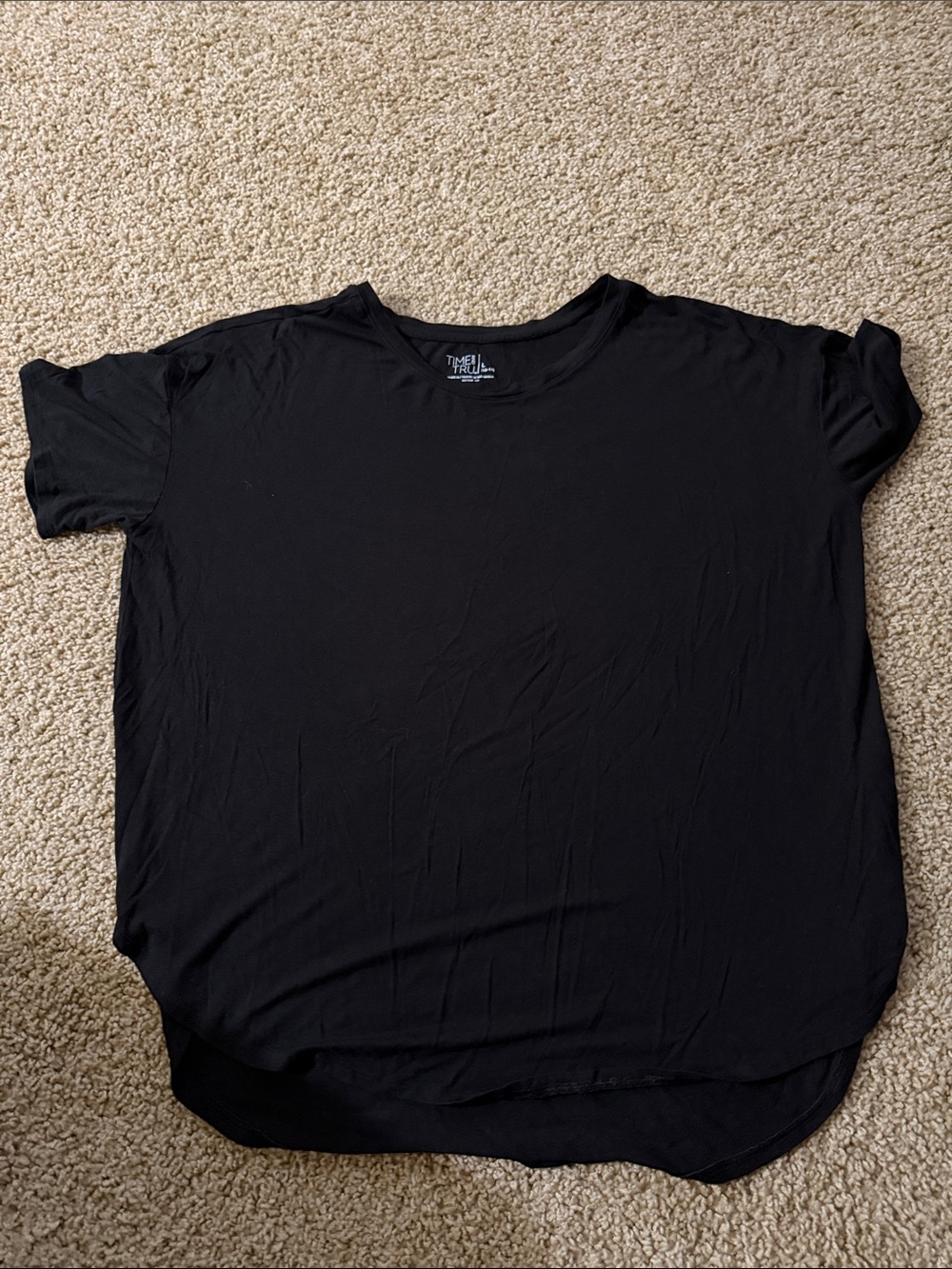 Time and Tru Black Short-Sleeve Crewneck Tee